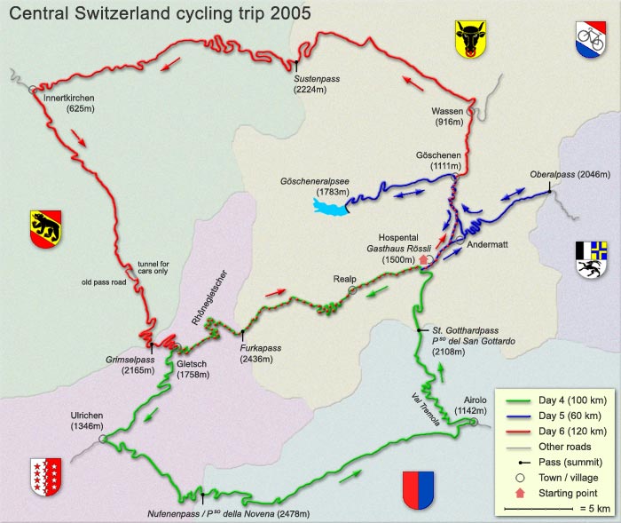 map of central Switzerland