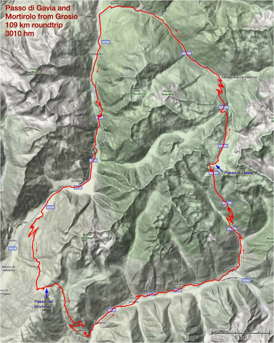 Map of Gavia and Mortirolo