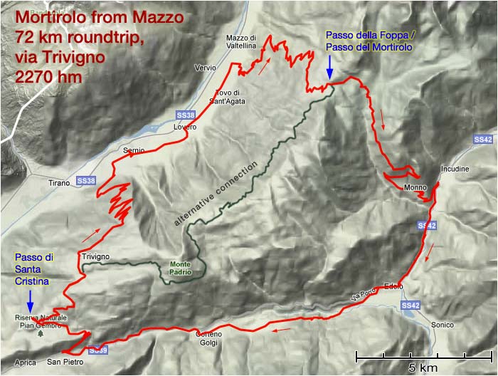 Map of Mortirolo and Santa Cristina