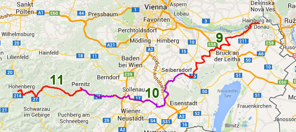 Map of bike route Hainburg - Hohenberg