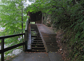 Wooden bridge in Piestingtal near Pernitz